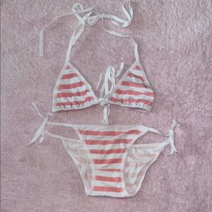 Striped Pink and White Bikini